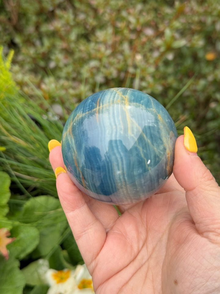 High Quality Blue Onyx Sphere Aquatine Lemurian