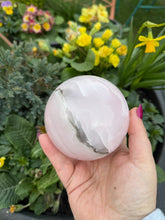 Load image into Gallery viewer, Large UV Reactive Smoky Mangano Calcite Sphere
