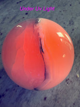 Load image into Gallery viewer, Large UV Reactive Smoky Mangano Calcite Sphere

