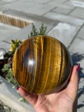 Load image into Gallery viewer, Large Tigers Eye Sphere 11cm diameter
