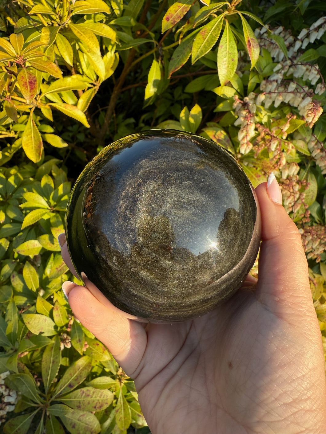 Large Gold Sheen Obsidian Sphere 8.5cm diameter