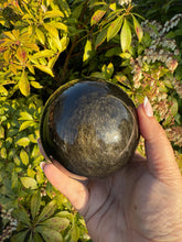 Load image into Gallery viewer, Large Gold Sheen Obsidian Sphere 8.5cm diameter
