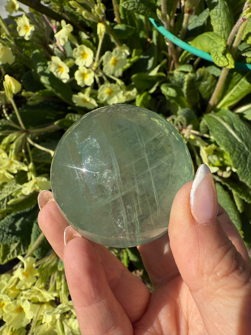 Clear Green Fluorite Sphere 4.9cm Dia