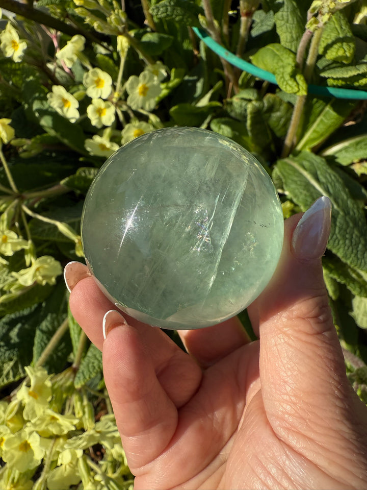 Clear Green Fluorite Sphere 4.9cm Dia