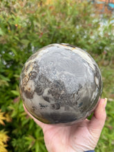 Load image into Gallery viewer, Large Uv reactive Volcano Agate Sphere 12cm
