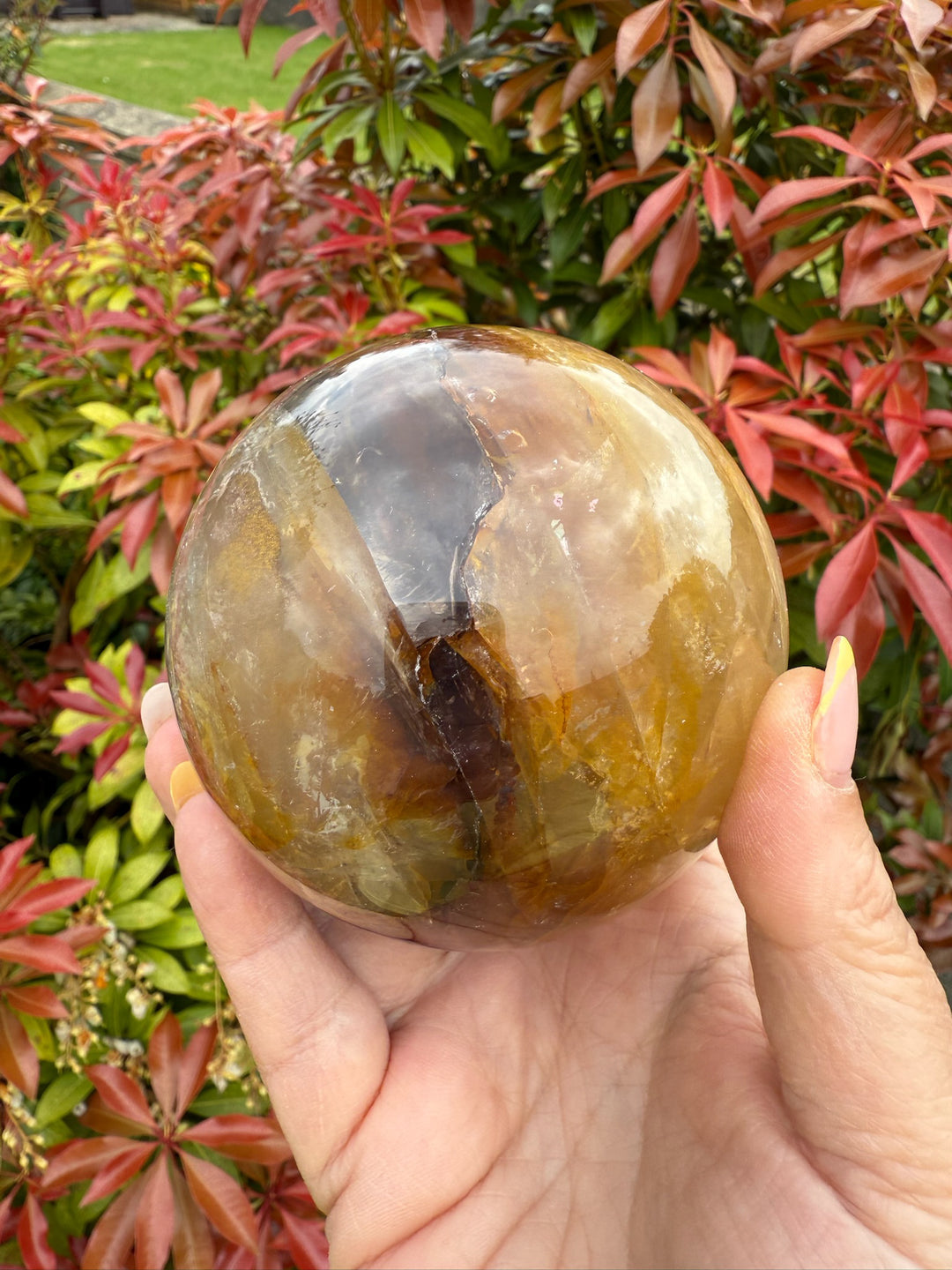 Large Golden Healer and Fire Quartz Sphere 8cm