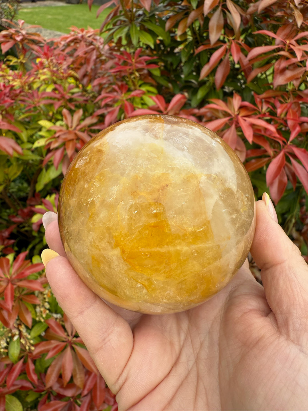 Large Golden Healer and Fire Quartz Sphere 8cm