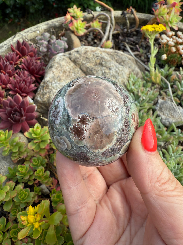Sakura Jasper or Green Rhyolite Sphere 4.7cm