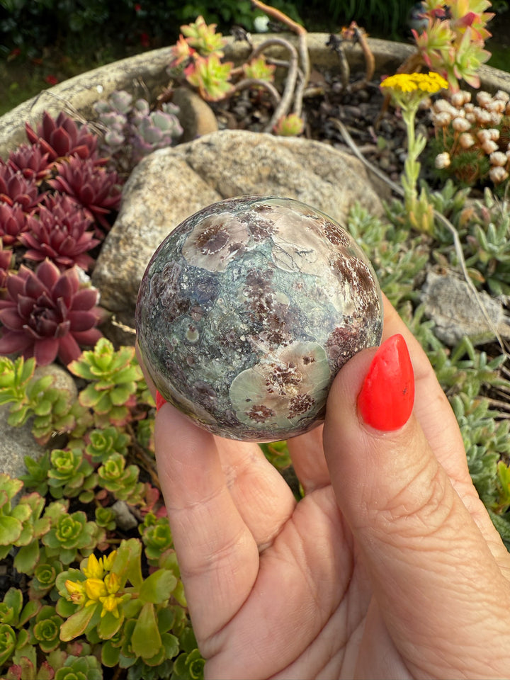 Sakura Jasper or Green Rhyolite Sphere 4.7cm