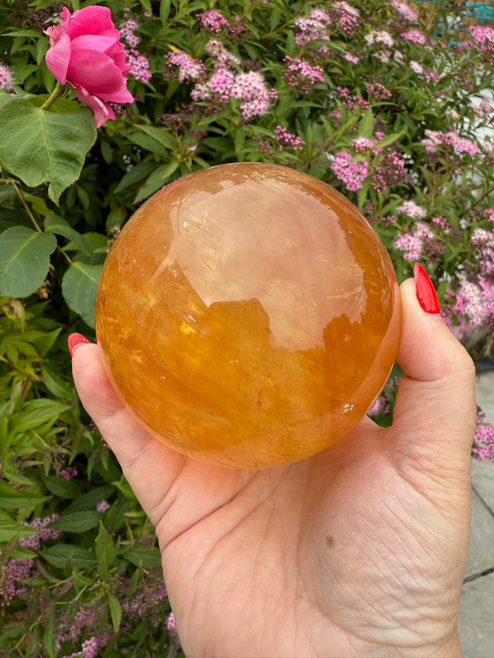 Honey Calcite Sphere 8.5cm dia