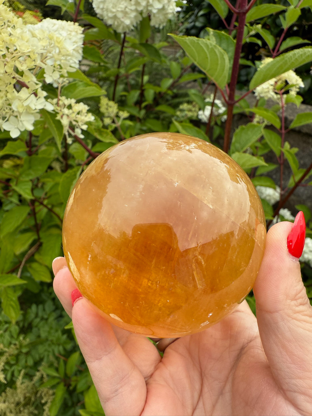 Honey Calcite Sphere 7.2cm dia