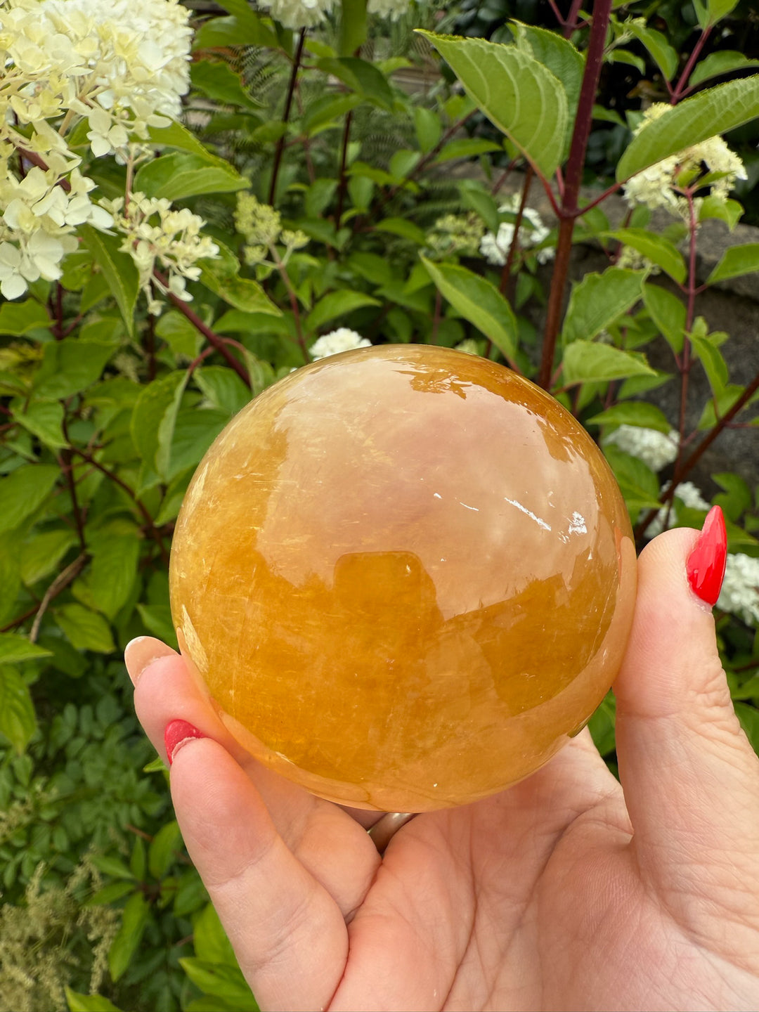 Honey Calcite Sphere 7.2cm dia