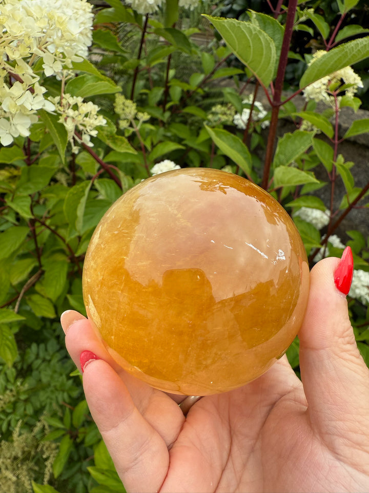Honey Calcite Sphere 7.2cm dia
