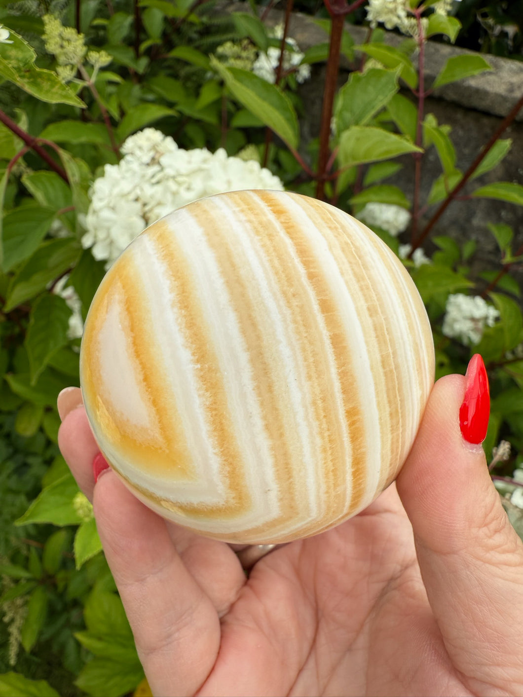Orange Calcite Sphere 6.7cm dia