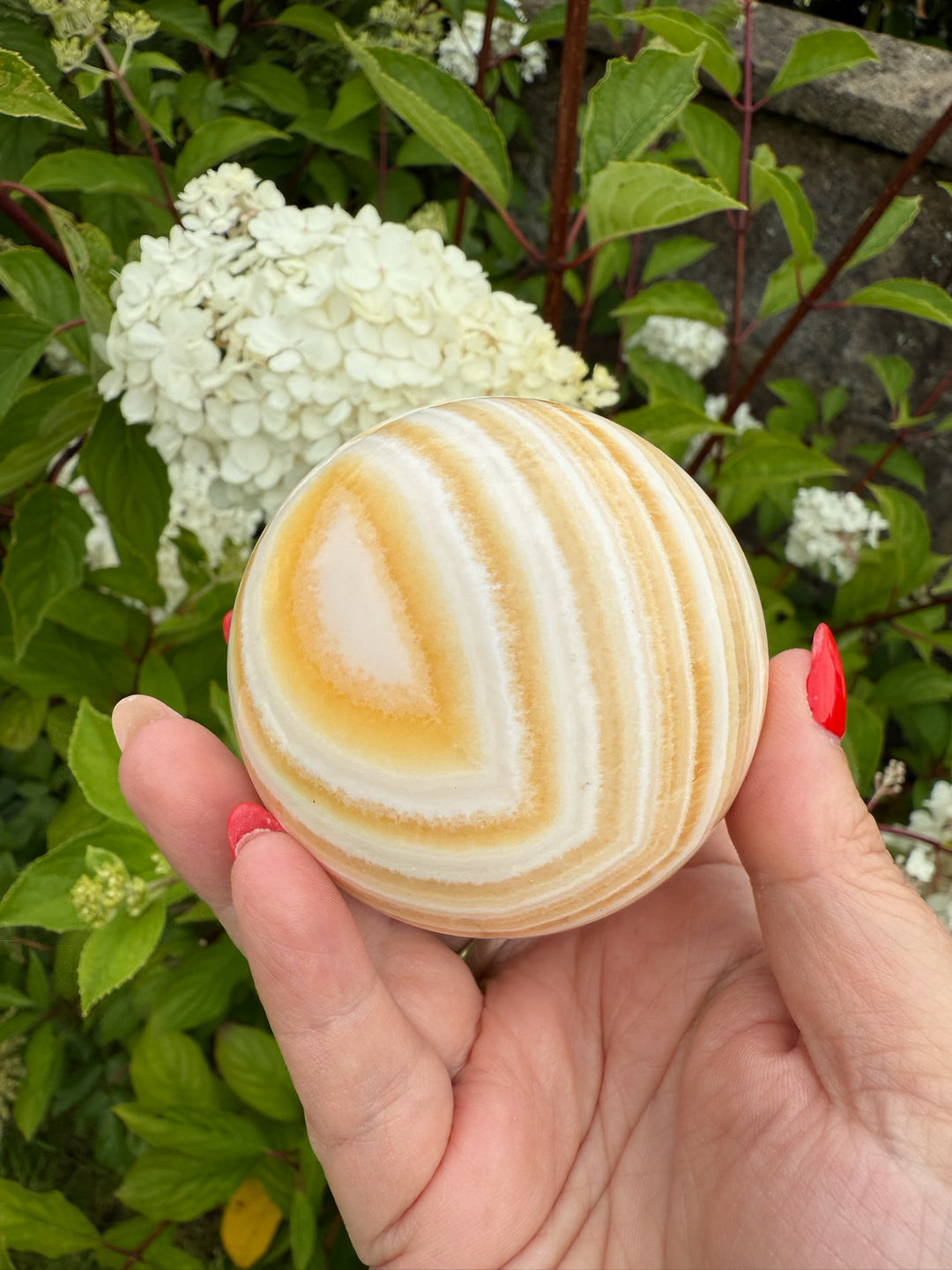 Orange Calcite Sphere 6.7cm dia