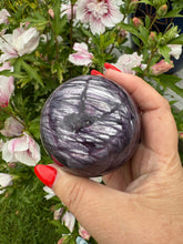 Load image into Gallery viewer, Purple Mica Lepidolite Sphere 6cm dia
