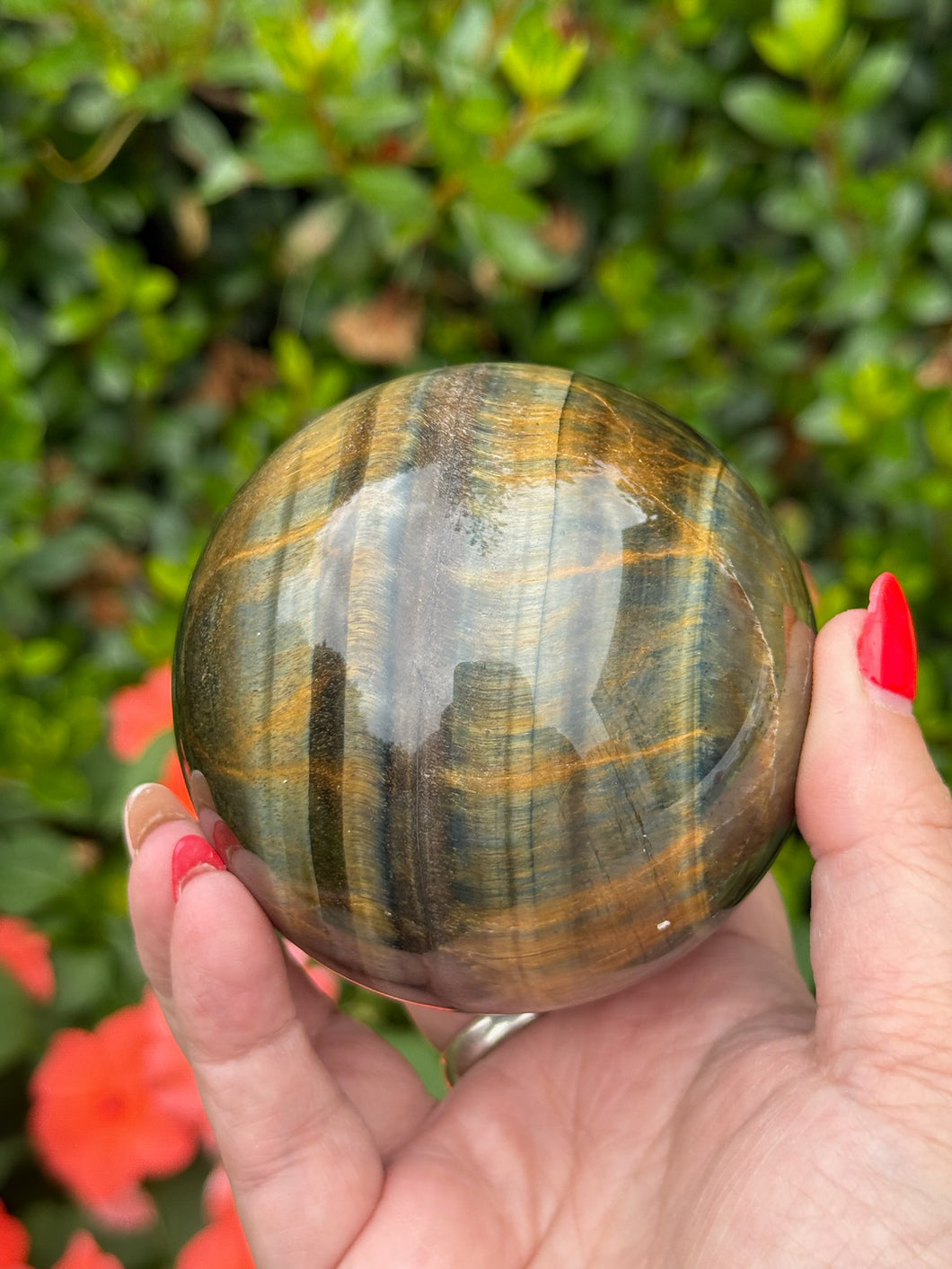 Large Blue Tigers Eye Sphere 7.4cm dia