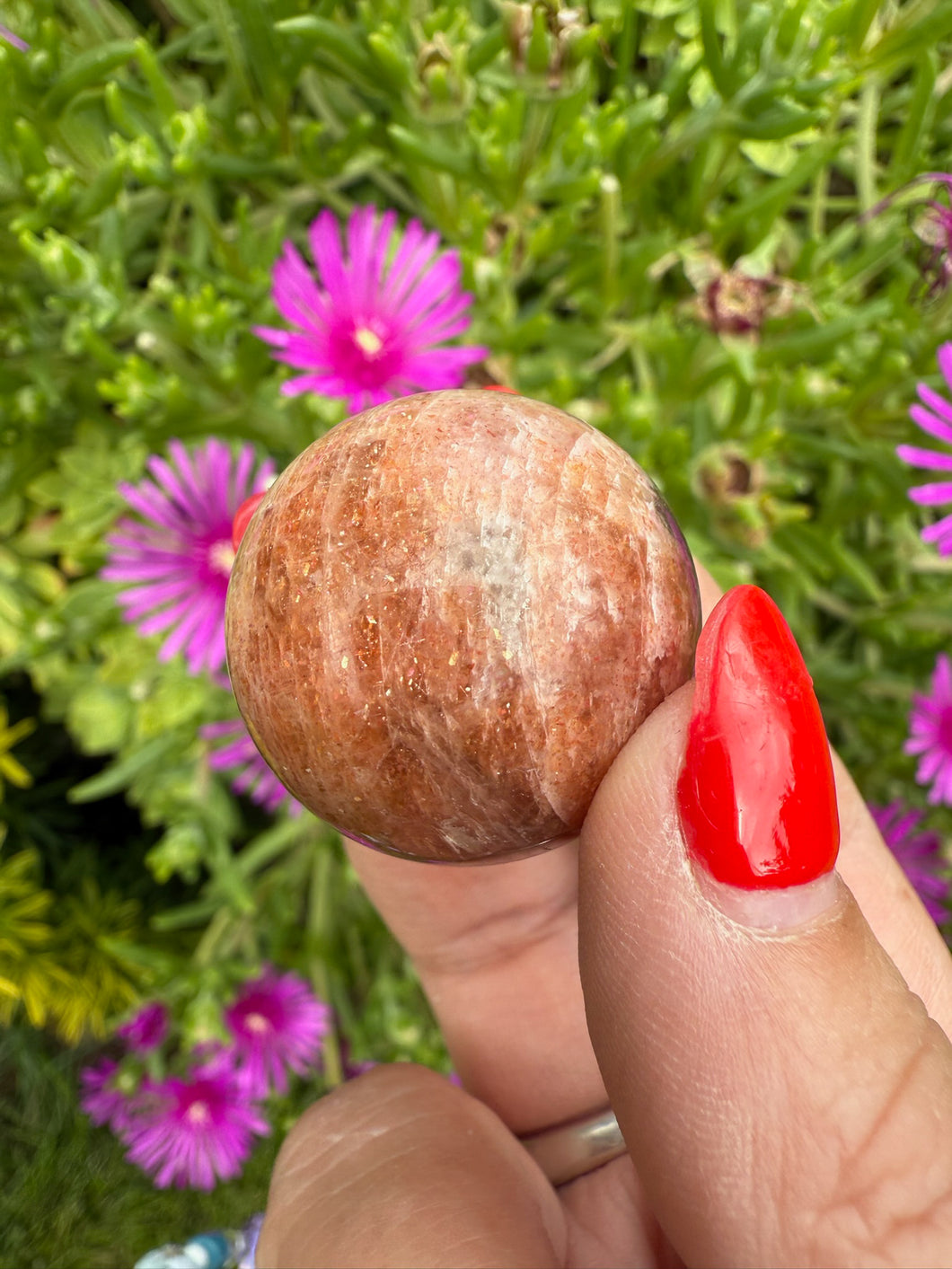 Sunstone and Smoky Quartz Sphere 2.8cm dia