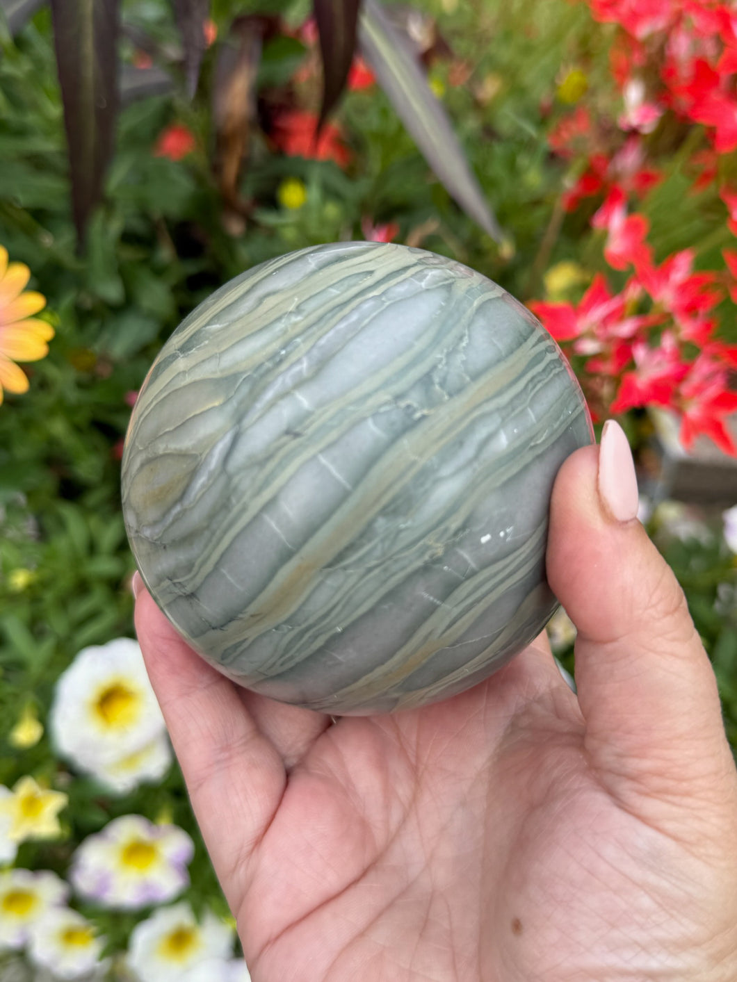 Green Serpentine Sphere 8cm Diameter