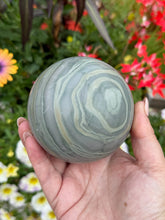 Load image into Gallery viewer, Green Serpentine Sphere 8cm Diameter
