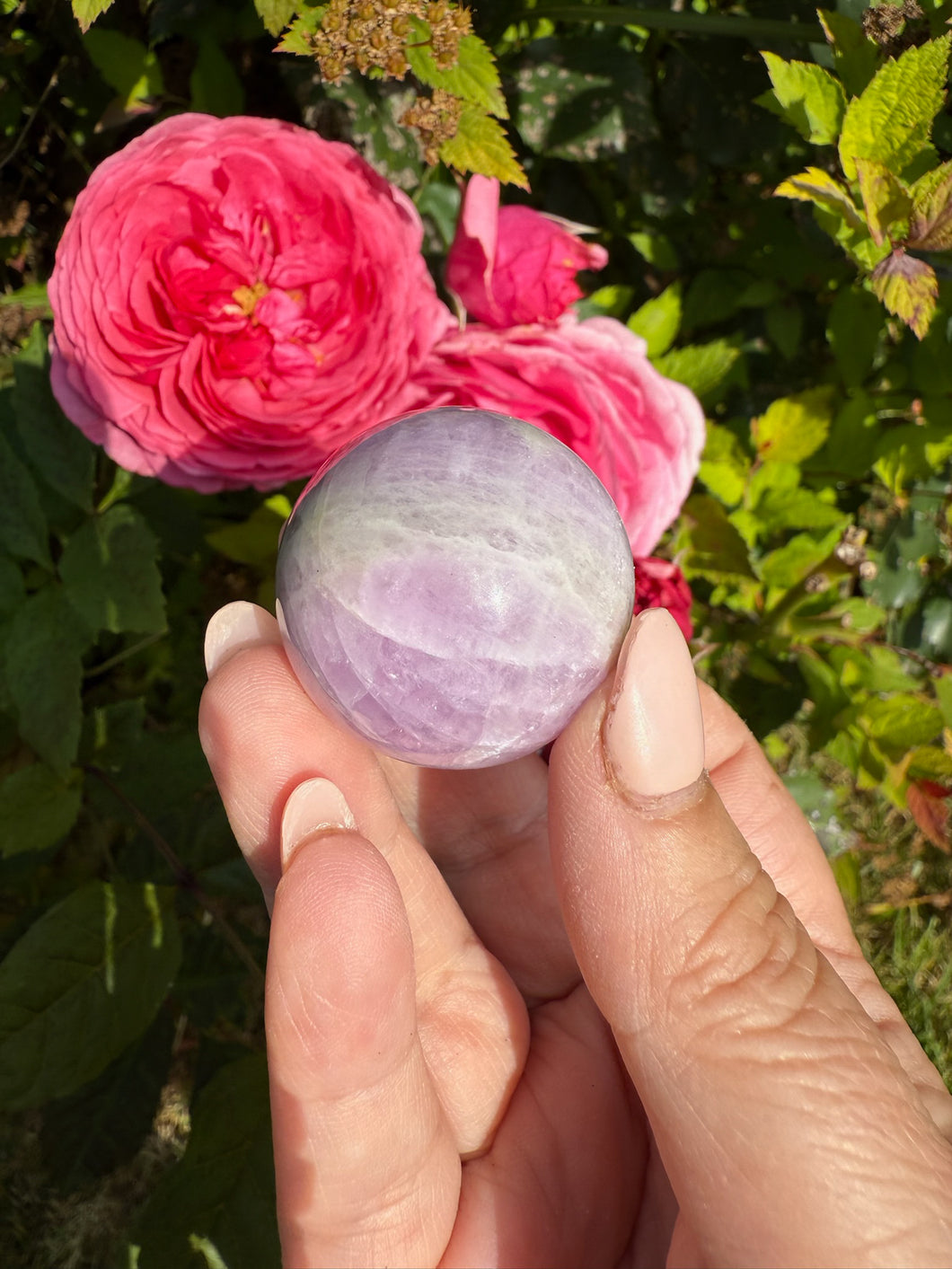 UV Reactive Kunzite and Hiddenite Sphere 3.2cm Diameter