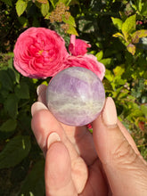 Load image into Gallery viewer, UV Reactive Kunzite and Hiddenite Sphere 3.2cm Diameter
