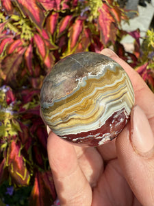 Crazy Lace Agate Sphere with Quartz 3.7cm Diameter
