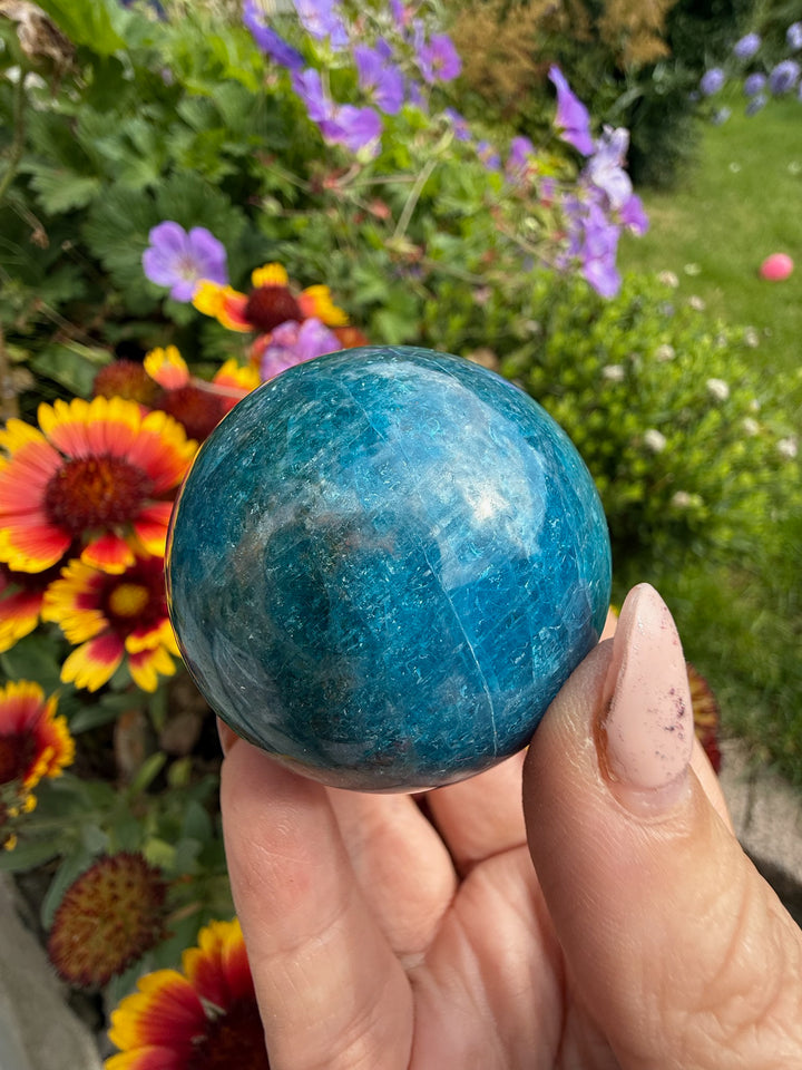 Blue Gemmy Apatite Sphere 4.8cm Diameter