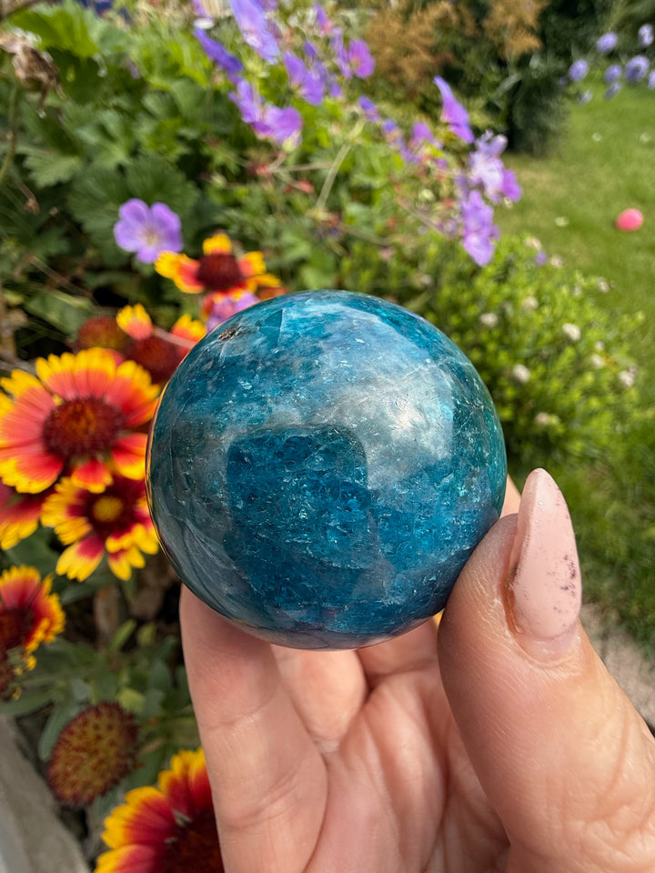 Blue Gemmy Apatite Sphere 4.8cm Diameter