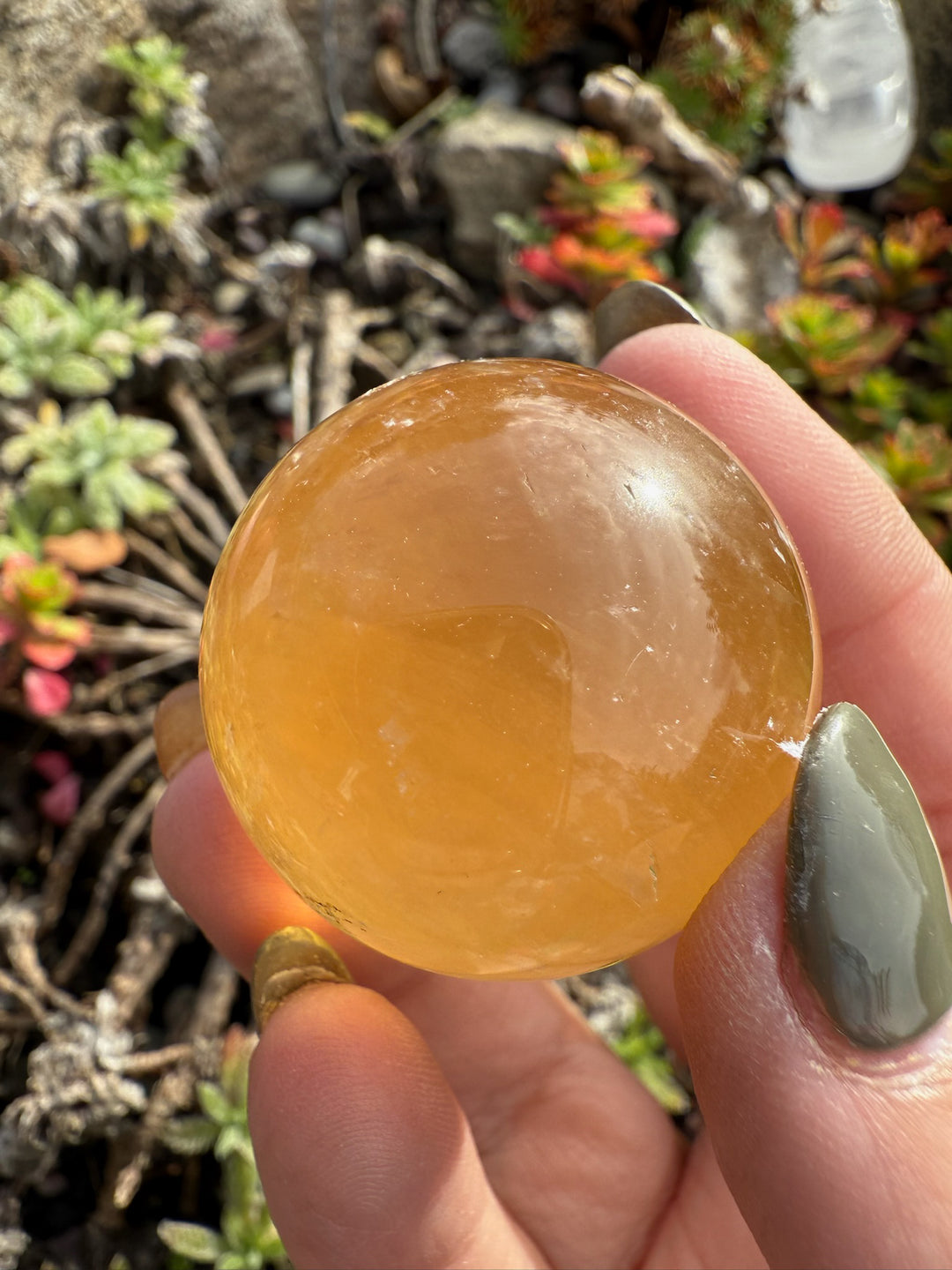 Honey Calcite Sphere 3.3cm Diameter