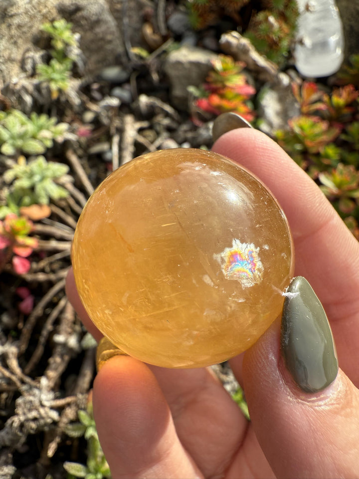Honey Calcite Sphere 3.3cm Diameter