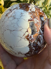 Load image into Gallery viewer, White Wild Horse Turquoise Sphere 7.2cm Diameter
