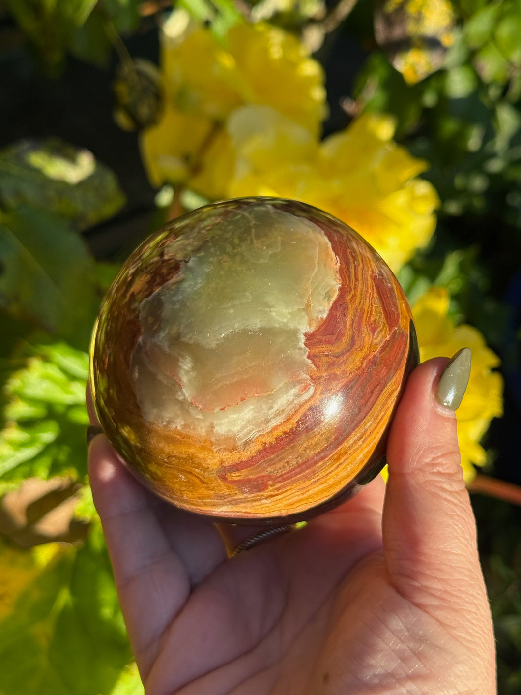 Banded Calcite Onyx Sphere 8cm Diameter