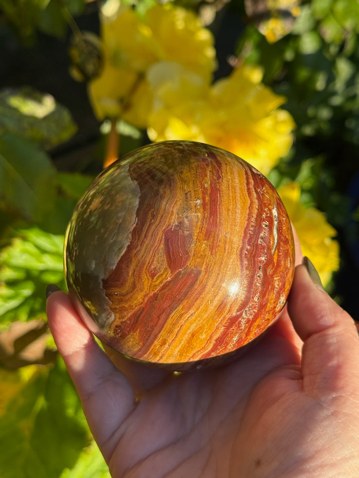Banded Calcite Onyx Sphere 8cm Diameter