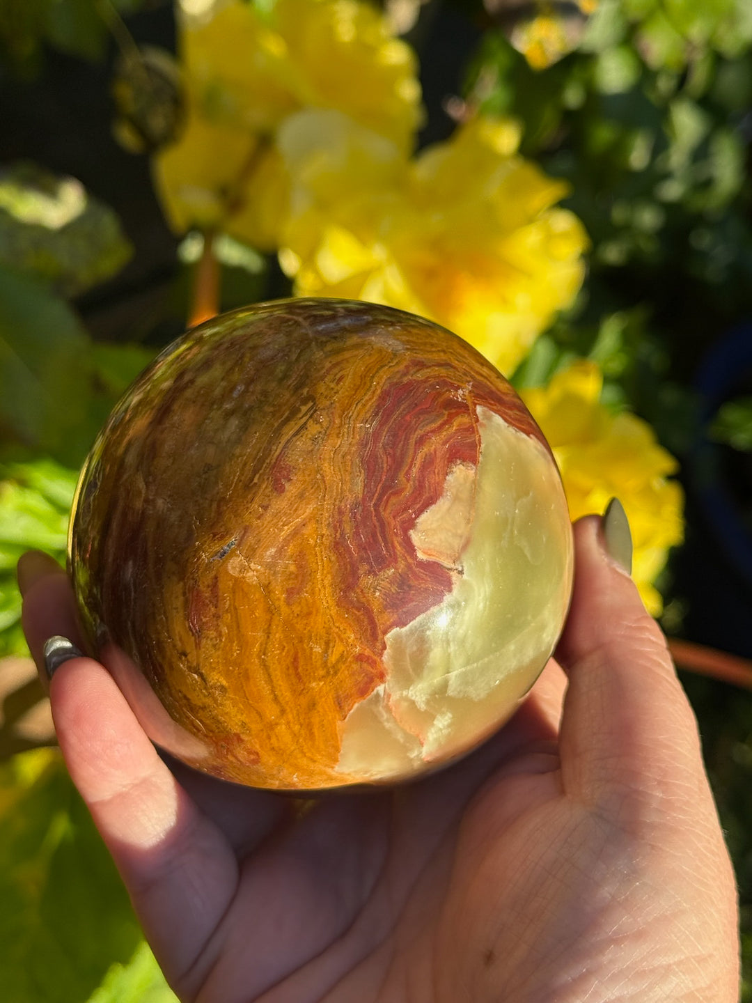 Banded Calcite Onyx Sphere 8cm Diameter