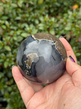 Load image into Gallery viewer, UV Reactive Druzy Volcano Agate Sphere 7cm Diameter
