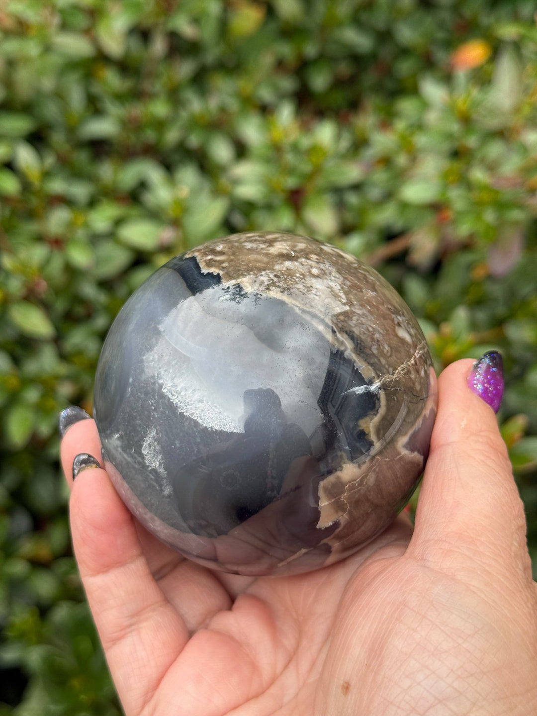 UV Reactive Druzy Volcano Agate Sphere 7cm Diameter