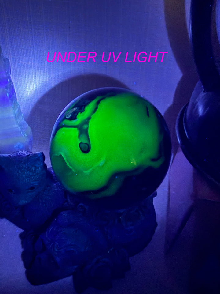 UV Reactive Druzy Volcano Agate Sphere 7cm Diameter