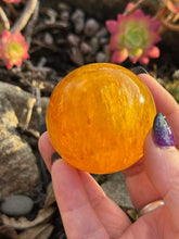 Load image into Gallery viewer, Yellow Fluorite Sphere with Dendrites 4.7cm Diameter
