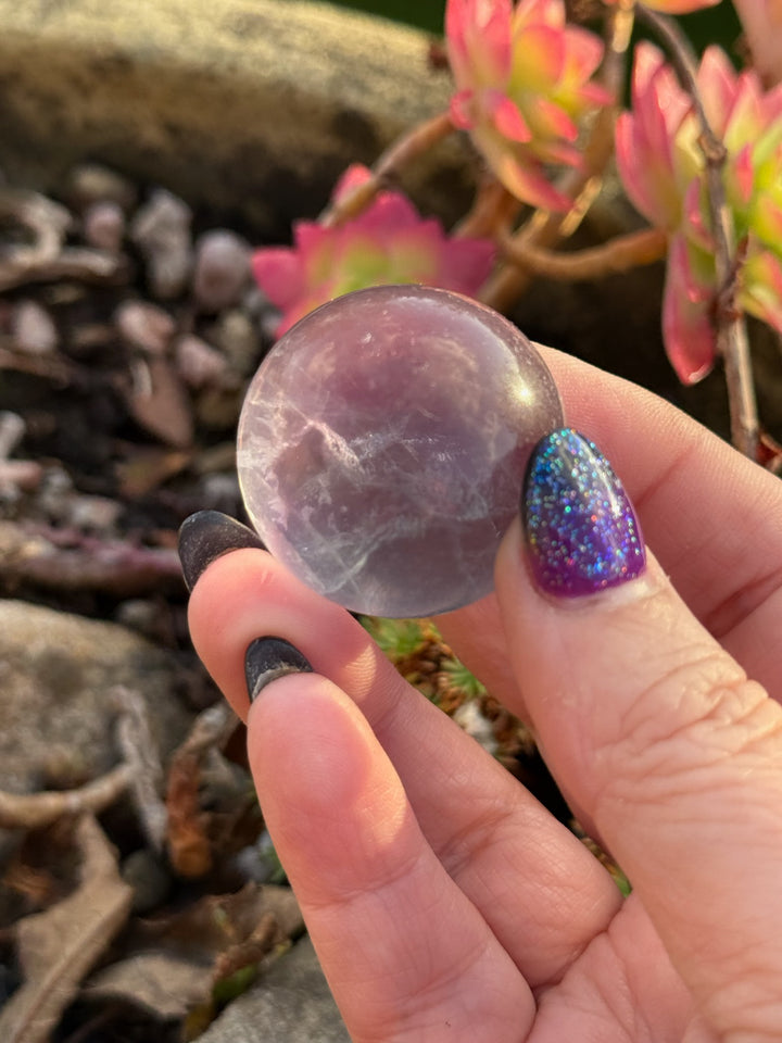 Clear Purple and Green Fluorite Sphere 3.1cm Diameter