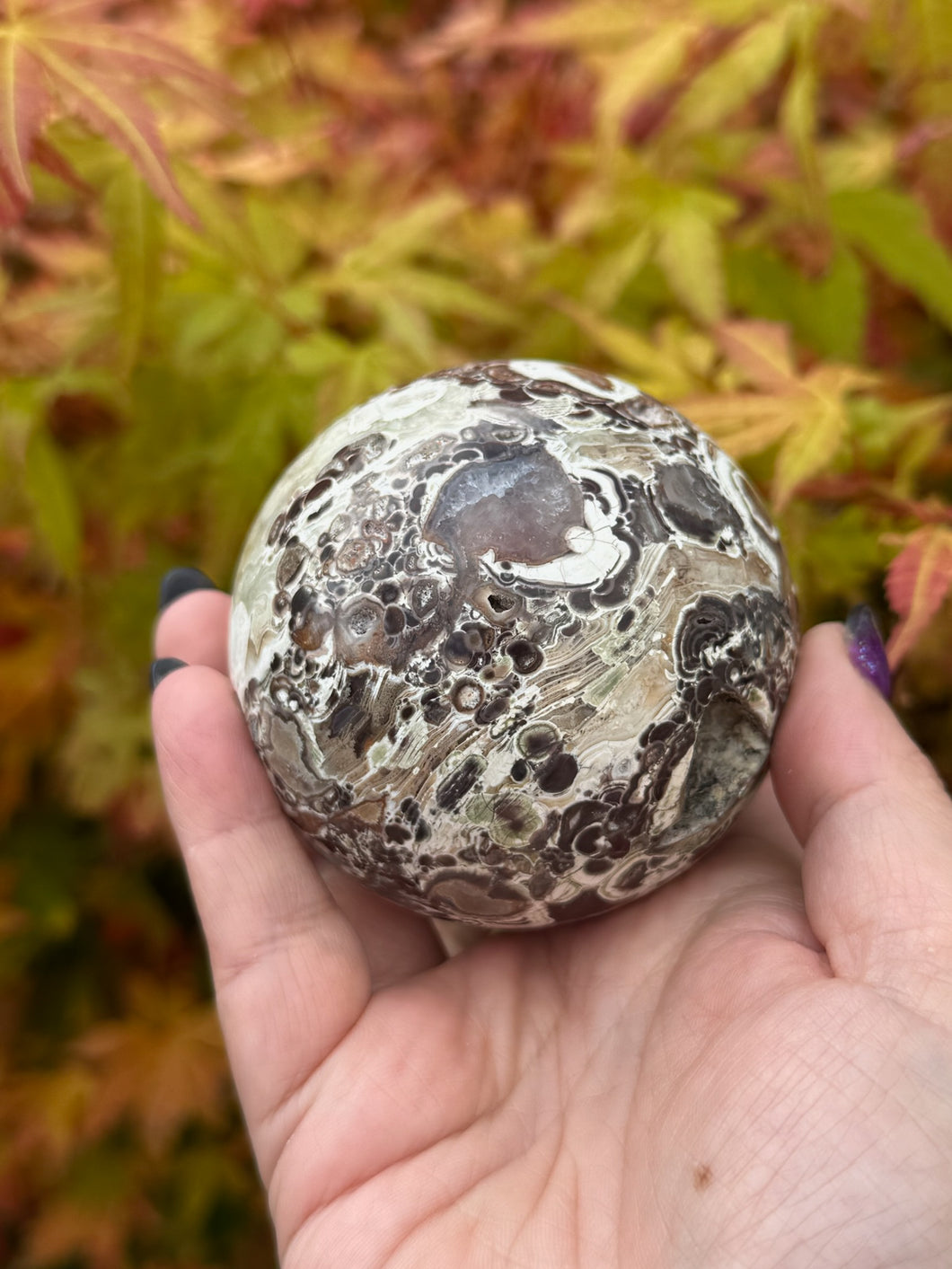 Agate and Chalcedony Sphere 6.9cm Diameter