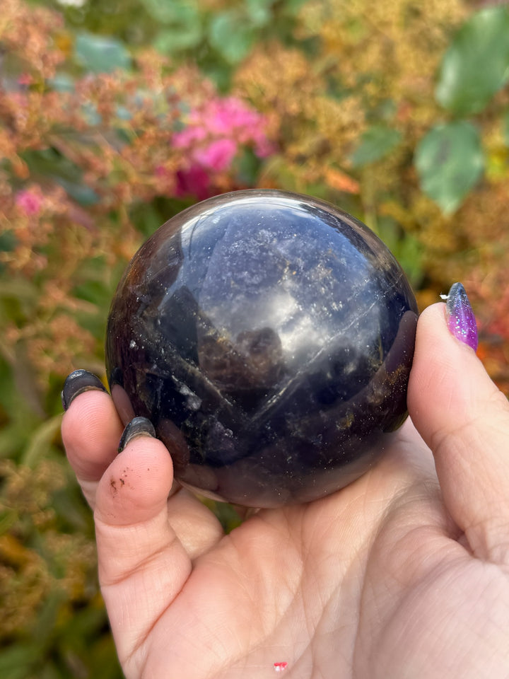 Sparkly Fluorite and Pyrite Sphere 6.3cm Diameter