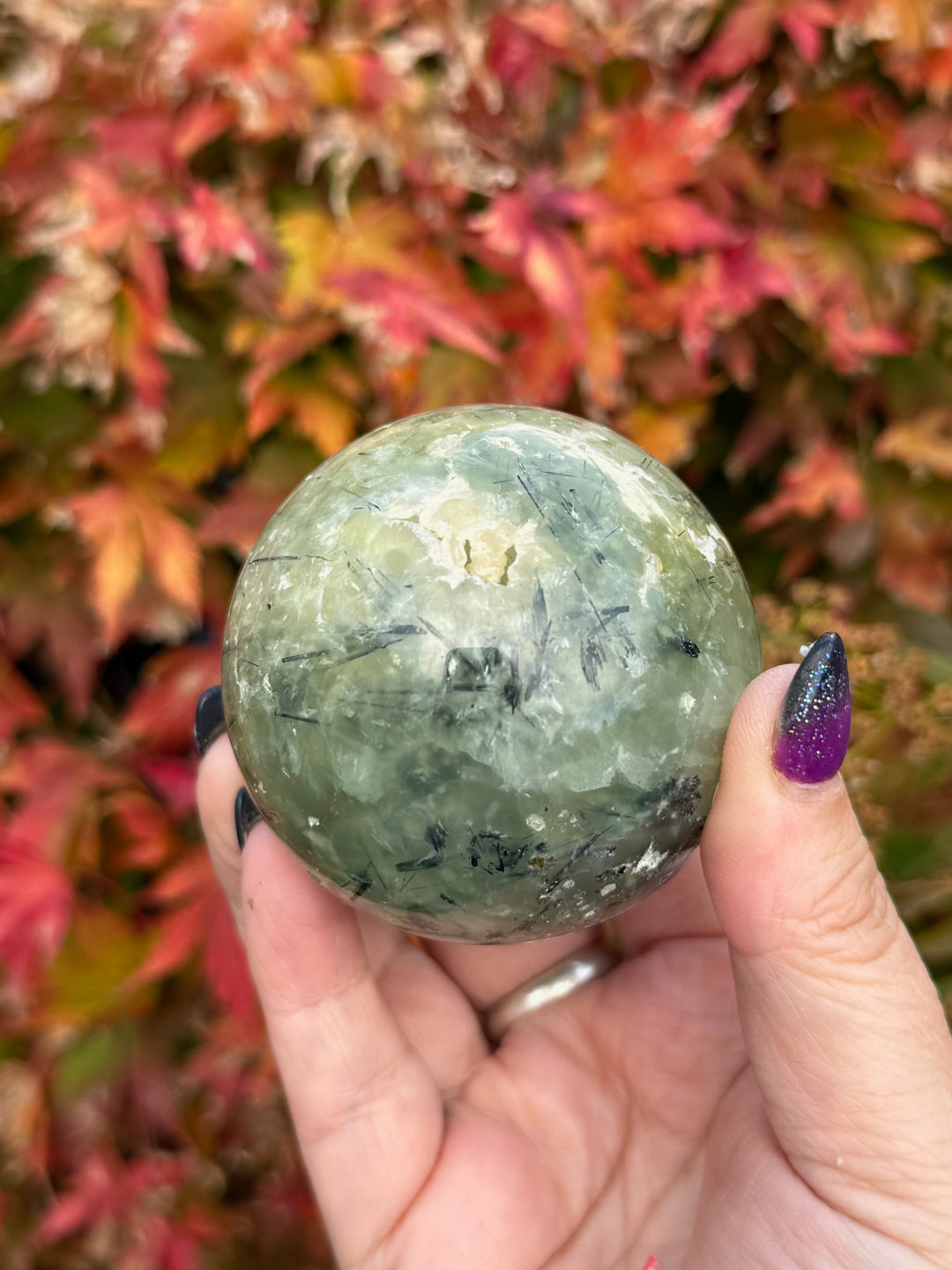 Prehnite and Epidote Sphere 5.8cm Diameter