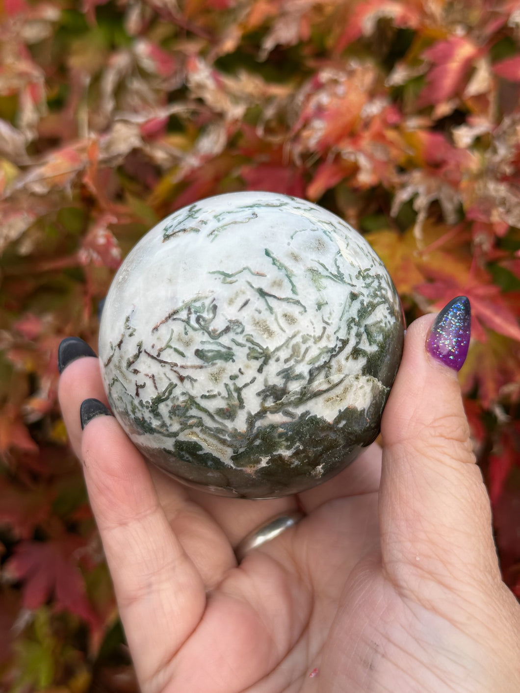 Moss Agate Sphere 6.2cm Diameter