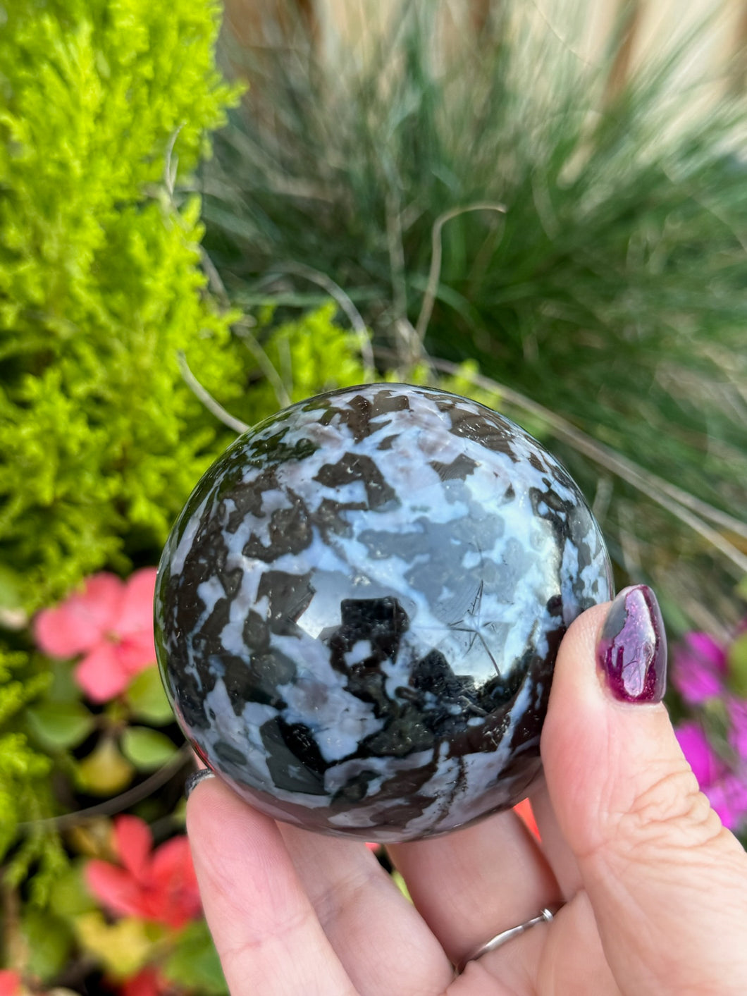 Indigo Gabbro Mystic Merlinite Sphere 6.2cm Diameter