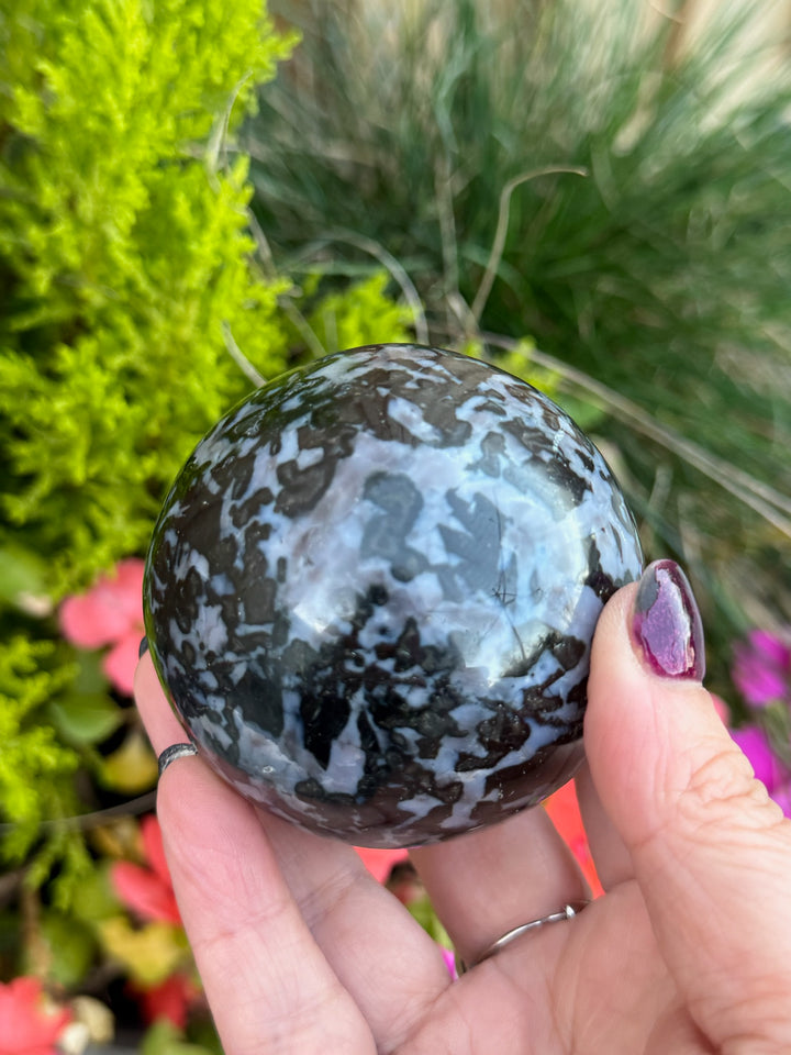 Indigo Gabbro Mystic Merlinite Sphere 6.2cm Diameter