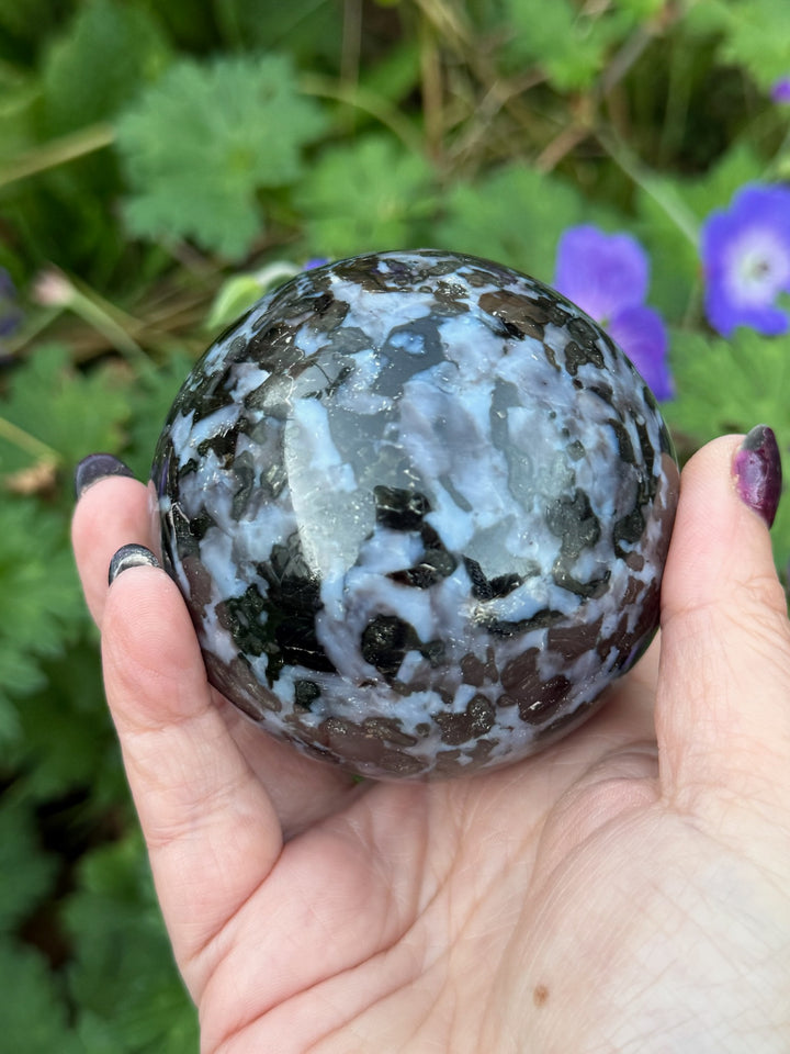 Indigo Gabbro Mystic Merlinite Sphere 7cm Diameter