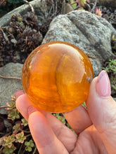 Load image into Gallery viewer, Jelly Yellow Fluorite Sphere 4.6cm dia

