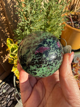 Load image into Gallery viewer, Uv Reactive Ruby in Zoisite Sphere 6cm dia

