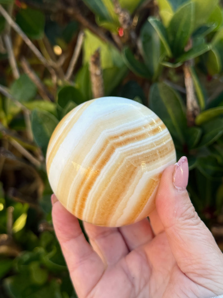 Orange Calcite Sphere 6.6cm Dia